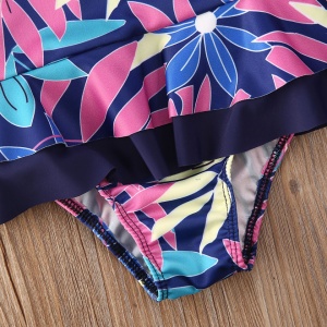 Costum de baie mov cu frunze si floricele aplicate Drool - Img 4