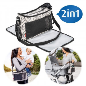 Geanta organizator cu aleza pentru schimbat scutecul bebelusului Reer Clip&Go Vario 84072 - Img 4