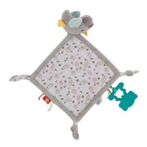 Jucarie dentitie cu paturica pathwork Bird, BabyJem, gri