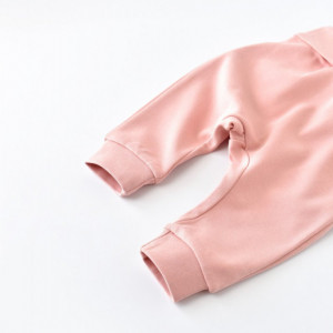 Pantaloni Bebe Unisex din bumbac organic Roz pudra (Marime: 6-9 luni) - Img 5