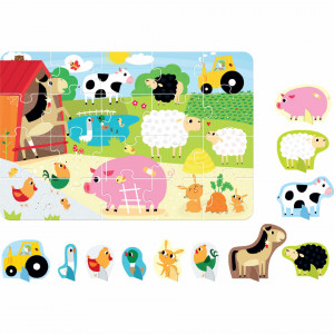 Puzzle educativ - Descopera animalele de la Ferma, 20 piese, 48x32cm Banana Panda BP49032 - Img 3