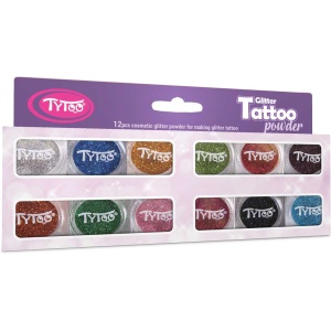 Set 12 recipiente cu sclipici pentru tatuaje temporare Tytoo KKCPU2520008 - Img 2