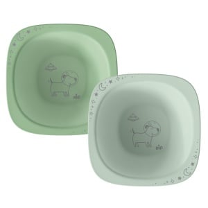 Set 2 castroane nip® Green pentru mancarea copiilor cu motive gravate laser, din materiale naturale regenerabile, fara BPA, fara melamina, lavabile in masina de spalat vase, Made in Germany, 4+ luni, verde, nip 38844 - Img 3