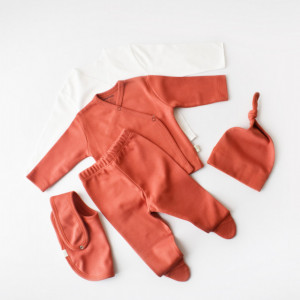 Set de 5 piese pentru nou nascut - 100% bumbac organic - Scortisoara, BabyCosy - Img 5