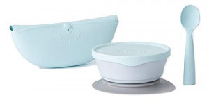 Set diversificare hrana bebelusi Miniware First Bites, 100% din materiale naturale biodegradabile, 4 piese, Aqua - Img 2