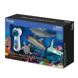 Set proiector tip lanterna & 3 figurine - Animalute marine
