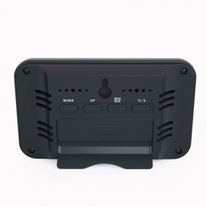 Termometru si higrometru digital de camera, ceas cu alarma, memorie, suport expandabil, negru, AirBi LINE BI1052 - Img 2
