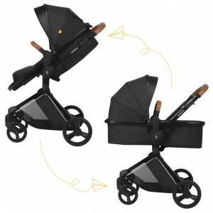 Carucior transformabil 2 in 1 Nasjo, Onyx, Negru, Skiddou - Img 5