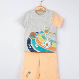 Compleu 2 piese Maraton pentru baietei, Tongs baby (Culoare: Somon, Marime: 9-12 luni) - Img 3