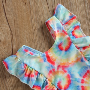 Costum de baie multicolor cu volanne verticale Drool - Img 4