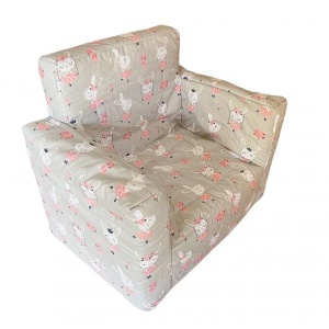 Fotoliu din burete pentru copii MyKids Dancing Bunny Gray - Img 3