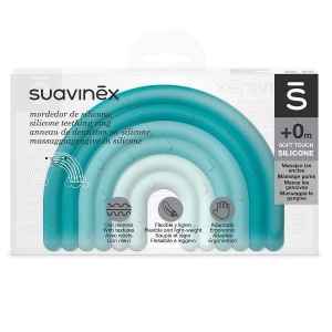 Inel de dentitie din silicon Curcubeu, albastru, Suavinex - Img 2