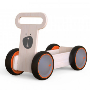 Jucarie din lemn 3 in 1 Ursulet DriveMe Soft: masinuta ride-on, premergator si carucior de jucarii MamaToyz - Img 3