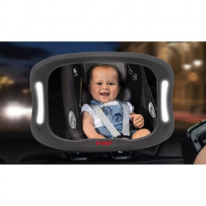 Oglinda de siguranta auto cu LED pentru monitorizare bebelusi, prindere pe tetiera, Reer BabyView 86101 - Img 6