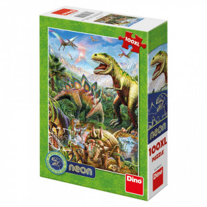 Puzzle XL - Lumea dinozaurilor neon (100 piese) - Img 2