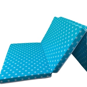 Saltea Pliabila Spuma Poliuretanica 120x60x5 cm - Blue with White Stars