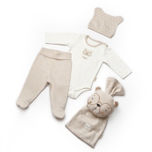 Set cadou nou nascut 5 piese, TeddyBear, BabyCosy, marime 0-3 luni