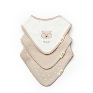Set de 3 bavete pentru nou nascut, 100% bumbac organic, TeddyBear, BabyCosy