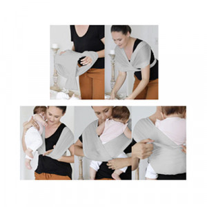Sistem de purtare wrap elastic pentru bebelusi BabyJem (Culoare: Gri) - Img 2