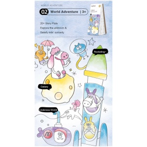 Carte de colorat cu apa, pensula de pictat si culori incluse, 19 x 8 x 1.3 cm, World Adventure Mideer MD4225 - Img 3