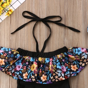 Costum de baie cu volan inflorat si bentita Drool - Img 6