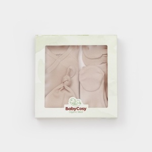 Cutie 4 piese pentru nou nascut - 100% bumbac organic - Mink, BabyCosy