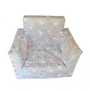 Fotoliu din burete pentru copii MyKids Dancing Bunny Gray