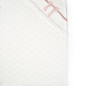 Paturica pentru nou nascut, 100% bumbac organic, Bow, BabyCosy, powder - Img 2