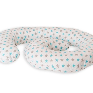 Perna De Alaptare Multifunctionala MyKids Stelute Alb-Grey-Blue - Img 2