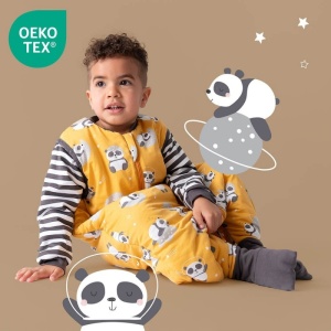 Sac de dormit cu picioruse si maneca lunga detasabila Panda 90 cm + manseta 2.5 Tog - Img 3