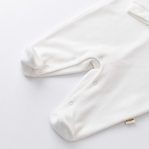 Salopeta Curcubeu cu maneca lunga si botosei din 80%bumbac organic si 20% poliester - Ecru, Baby Cosy (Marime: 6-9 luni) - Img 5