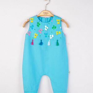 Salopeta de vara pentru bebelusi Ciucurasi, Tongs baby (Culoare: Albastru, Marime: 3-6 Luni) - Img 4