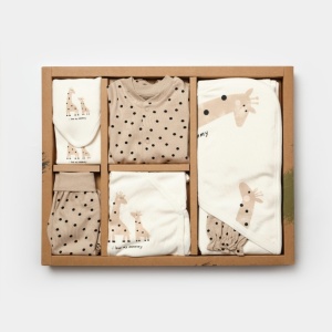 Set de 10 piese pentru nou nascut, 100% bumbac organic, Giraffe, BabyCosy - Img 8
