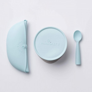 Set diversificare hrana bebelusi Miniware First Bites, 100% din materiale naturale biodegradabile, 4 piese, Aqua - Img 4