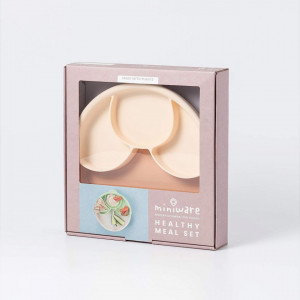 Set diversificare hrana bebelusi Miniware Healthy Meal, 100% din materiale naturale biodegradabile, 3 piese, Toffee/Peach - Img 5