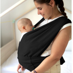 Sistem de purtare wrap elastic pentru bebelusi BabyJem (Culoare: Gri) - Img 5