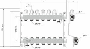 Ansamblu distribuitor pentru corpuri de incalzire, 5 cai, KOPH, inox 1" - Img 2