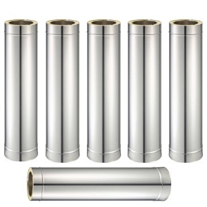 Pachet 6 bucati tub inox izolat pentru cos fum KOPH, cu perete dublu, lungime 1 m, diametru interior 180 mm
