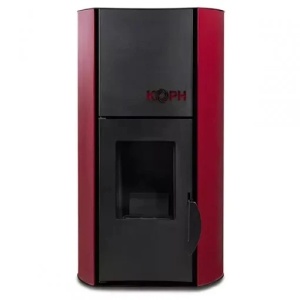 Pachet economic - Termosemineu pe peleti KOPH PM 12 kW, 80 mp, buncar peleti 12 kg, diametru cos fum ⌀80 mm, pompa recirculare si vas expansiune incorporate, Bordo + Termostat ambiental KOPH 303RF + Aspirator cenusa 1000W + Cos fum inox de interior ⌀80 mm - Img 2