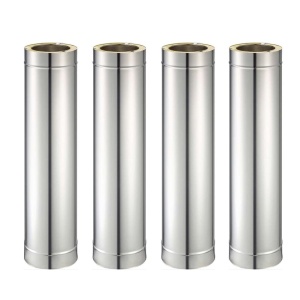 Pachet 4 bucati tub inox izolat pentru cos fum KOPH, cu perete dublu, lungime 1 m, diametru interior 100 mm