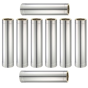 Pachet 8 bucati tub inox izolat pentru cos fum KOPH, cu perete dublu, lungime 1 m, diametru interior 180