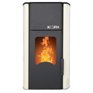 Pachet Smart Control - Termosemineu pe peleti KOPH PM 12 kW, 80 mp, buncar peleti 12 kg, diametru cos fum ⌀80 mm, pompa recirculare si vas expansiune incorporate, Crem + Termostat inteligent KOPH I302 WiFi + Aspirator cenusa 1000W + Stabilizator tensiune - Img 2