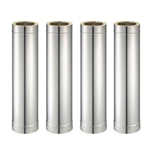 Pachet 4 bucati tub inox izolat pentru cos fum KOPH, cu perete dublu, lungime 1 m, diametru interior 160 mm