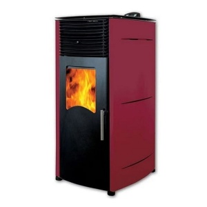 Pachet soba pe peleti KOPH PD 10 kW, cu aer cald, buncar peleti 12 kg, Bordo - Img 2