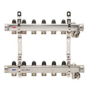 Ansamblu distribuitor pentru corpuri de incalzire, 6 cai, inox 1", KOPH/Jurgen