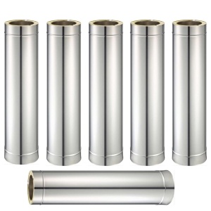 Pachet 6 bucati tub inox izolat pentru cos fum KOPH, cu perete dublu, lungime 1 m, diametru interior 160 mm