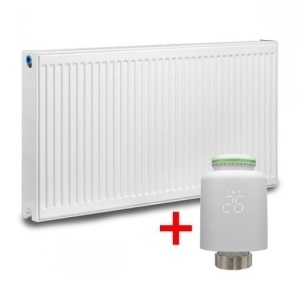 Pachet calorifer (radiator) din otel KOPH E, tip 22, 600/1200 mm, 2375 W + Cap termostatic KOPH pentru radiatoare, M30 x 1.5, adaptabil, Smart Wi-Fi - Img 1