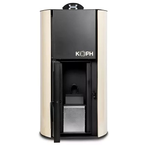 Pachet termosemineu cu peleti KOPH PM 18 kW, buncar 15 kg, pompa recirculare si vas expansiune incorporate, Crem