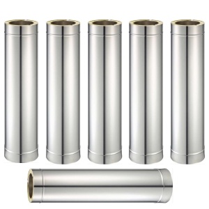 Pachet 6 bucati tub inox izolat pentru cos fum KOPH, cu perete dublu, lungime 1 m, diametru interior 100 mm