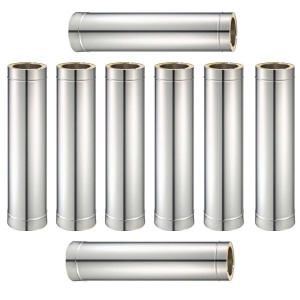 Pachet 8 bucati tub inox izolat pentru cos fum KOPH, cu perete dublu, lungime 1 m, diametru interior 80 mm